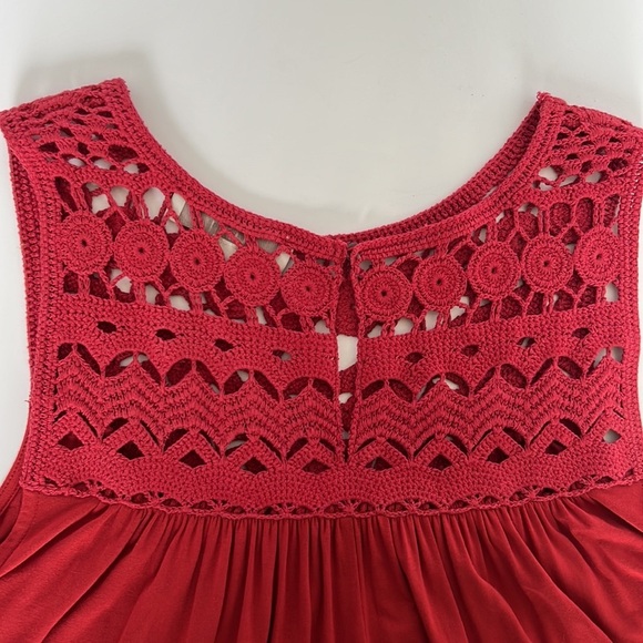 🎈SALE🎈Loft Red Crochet Swing Dress - Picture 6 of 9